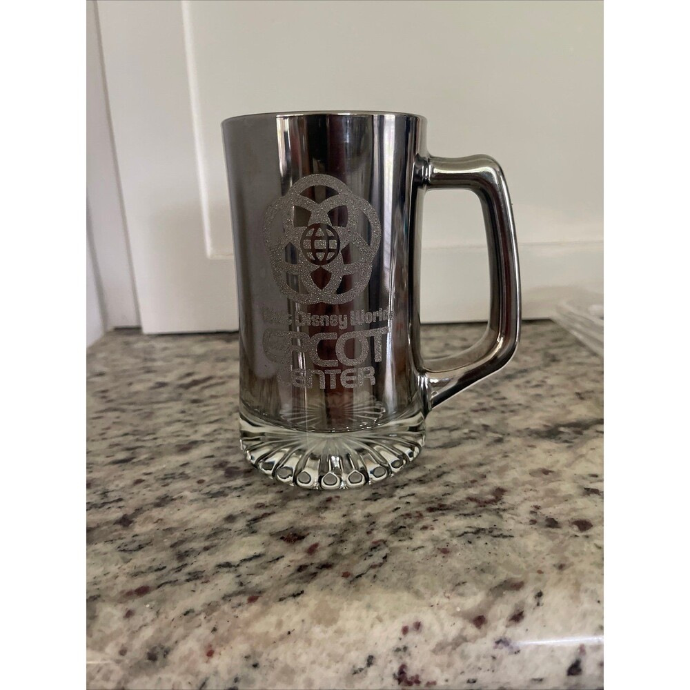 VTG Epcot Center silver metallic mug stein